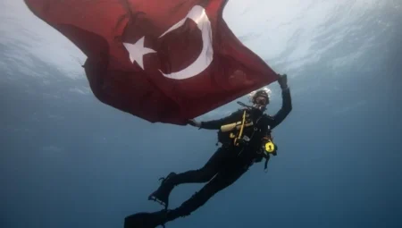 Jandarma Teşkilatı’nın 186’ncı yılı su altında kutlandı: 30 metre derinlikte pankart açıldı